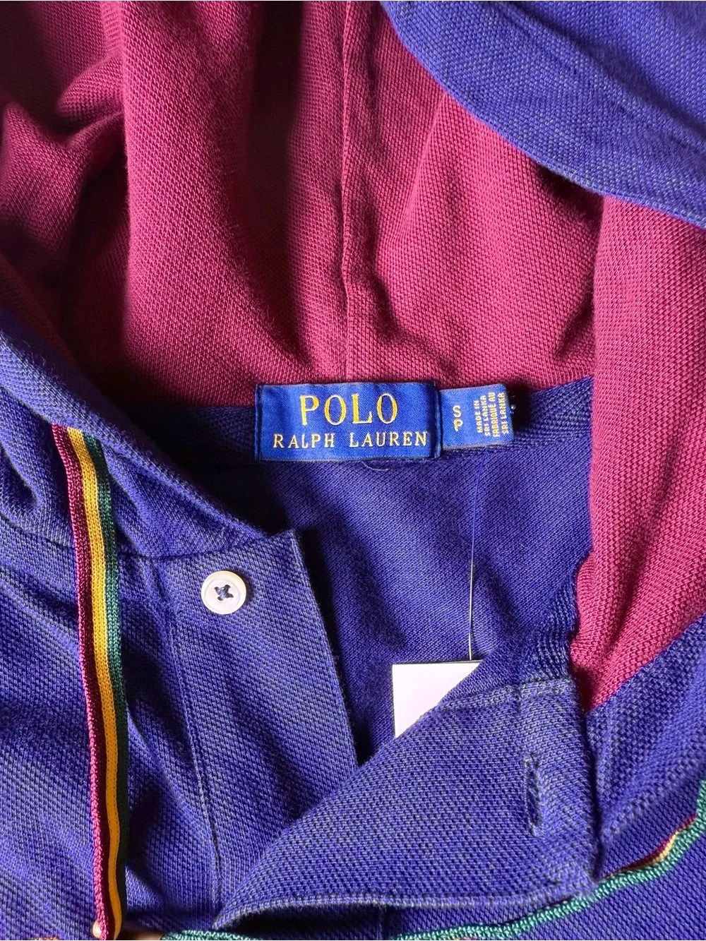Polo by Ralph Lauren Navy Hooded Long-Sleeve Polo with Yellow Crest - NEW